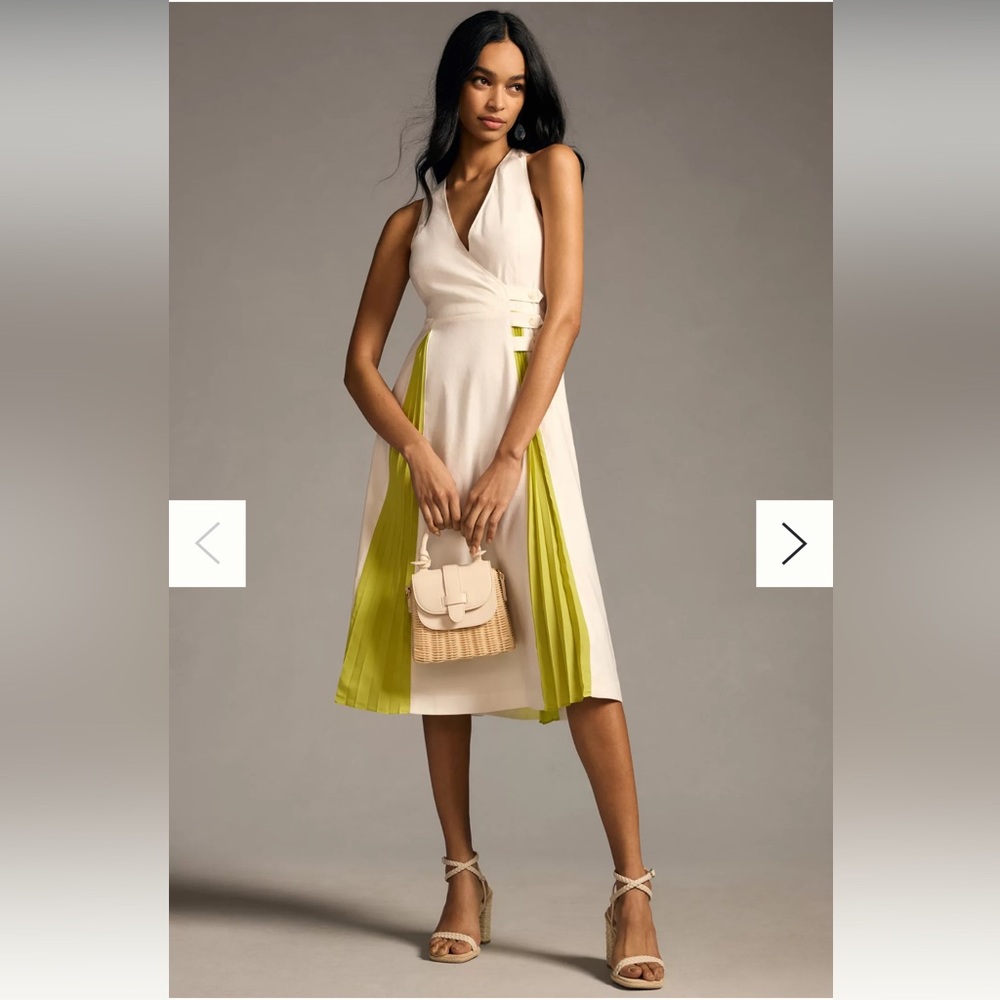Maeve Cream and Yellow Midi Dress
